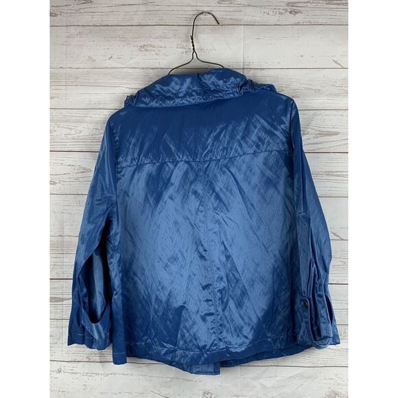 RUBY RD Solid Blue Shimmer Button Up Lightweight Jacket Women’s Size 6 - Picture 2 of 7